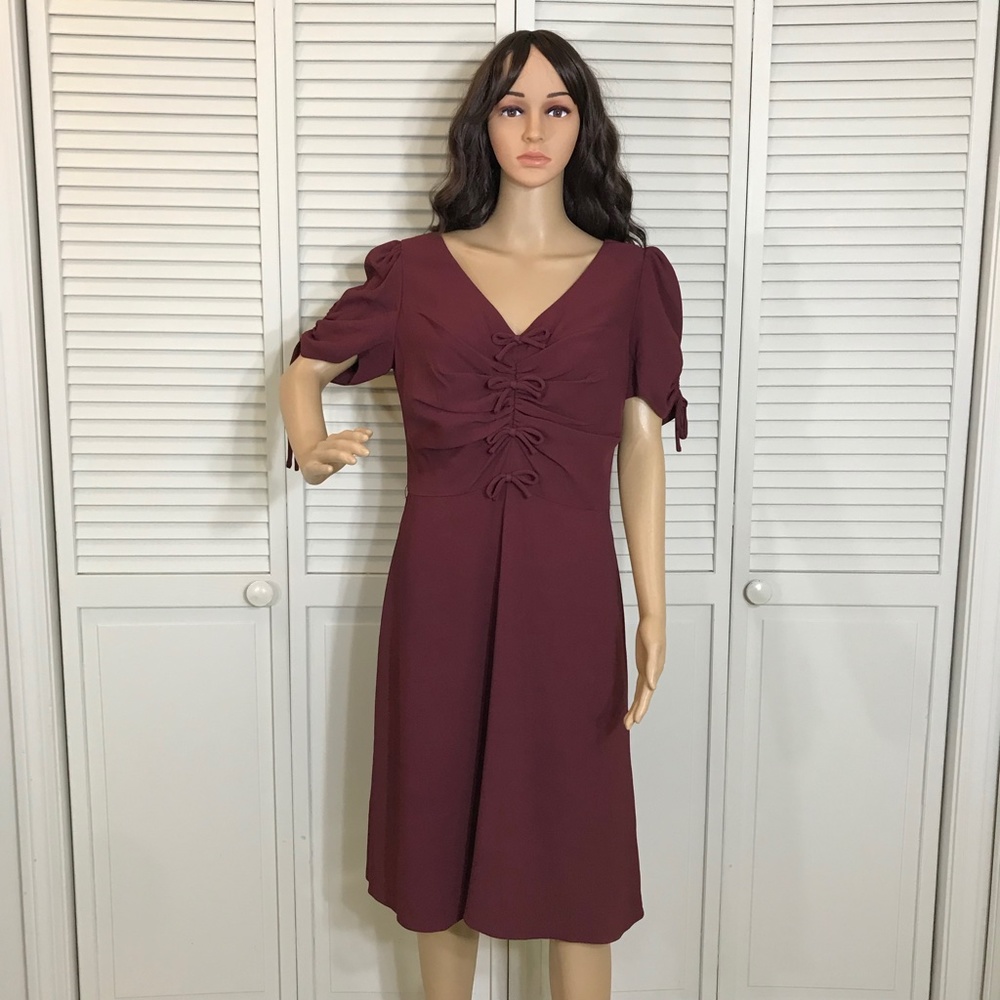 Valentino Bows Burgundy Midi Dress Size 10